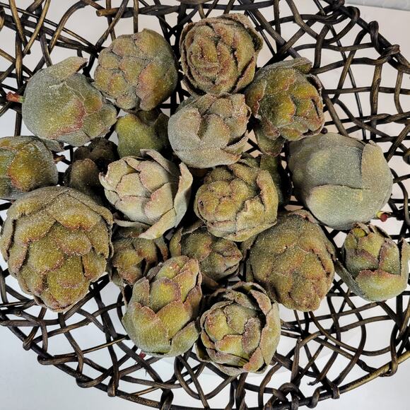 Vintage‎ Faux Artichokes Green Crystallized Farmhouse Kitchen Decor 21 pcs - Picture 3 of 11